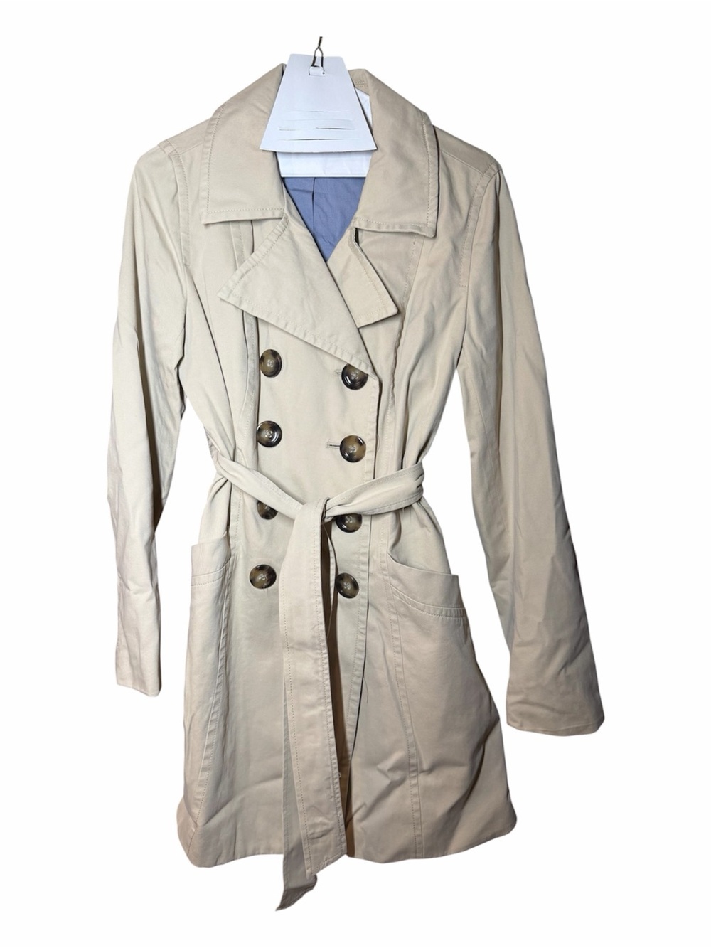 Old Navy Light Beige Double-Breasted Trench Coat with Belt